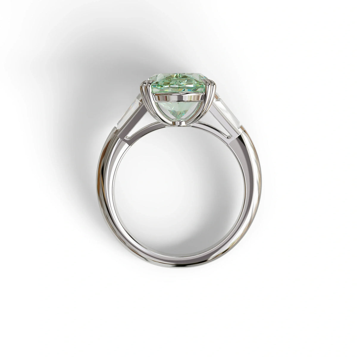 3 Carat Green Oval & Baguette Lab Diamond Ring - Persi