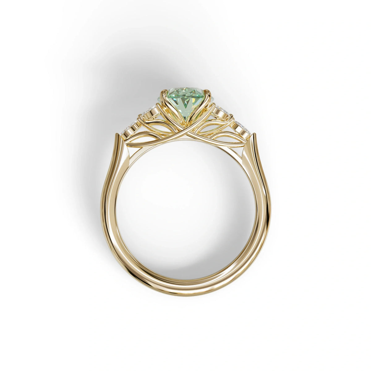 2.5 Carat Green Lab Grown Diamond Engagement Ring · Oval Cut Nature-Inspired | Halcyon - view 9