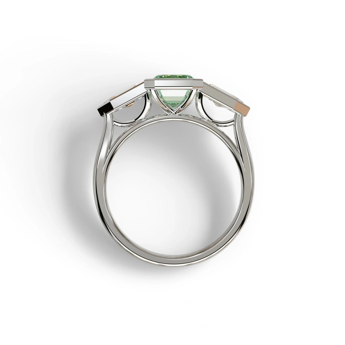 3 Ct Fancy Vivid Green Emerald Cut Lab Diamond Ring - Lumons