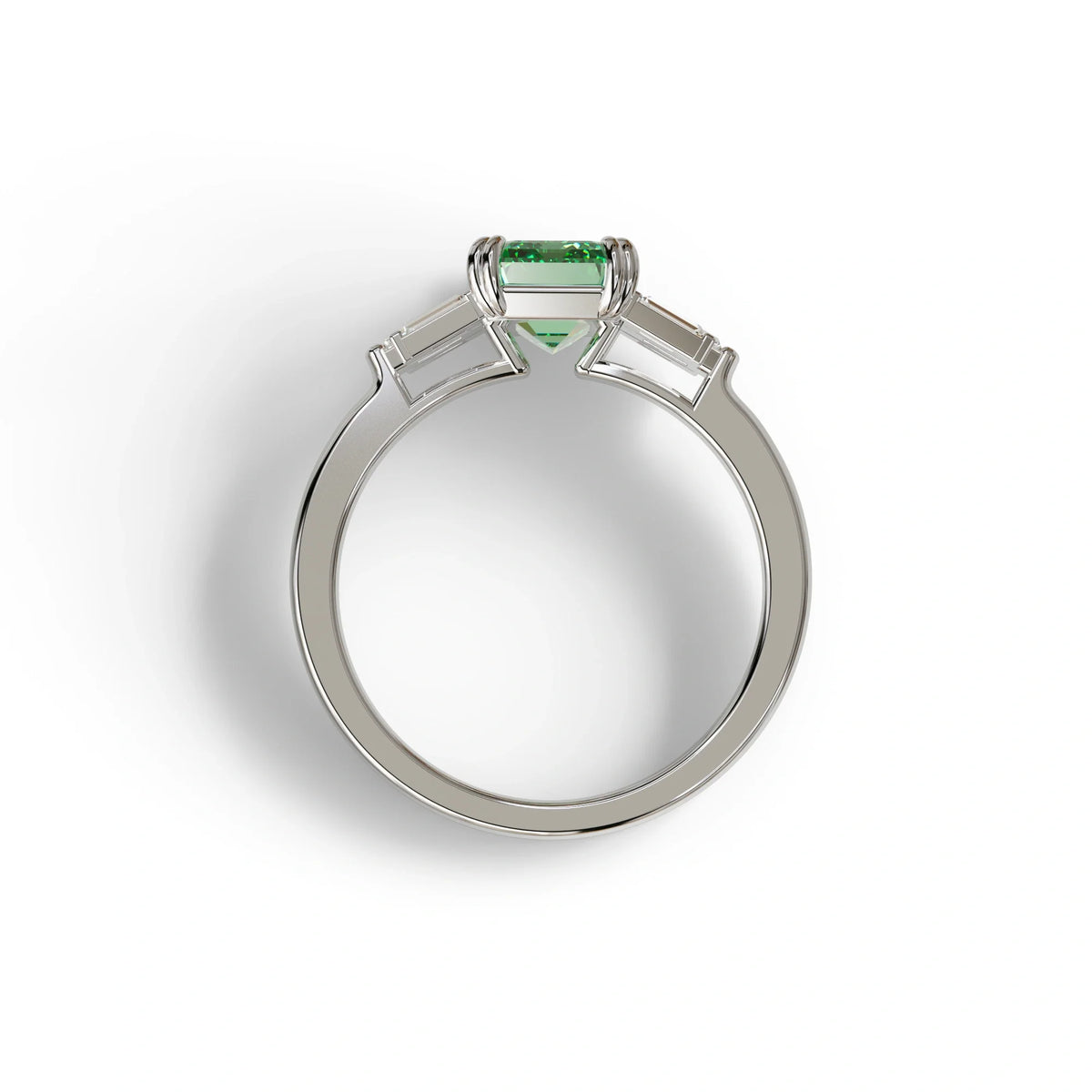 3 Carat Emerald Cut Green Lab Grown Diamond Multi Stone Ring Ring - Leela