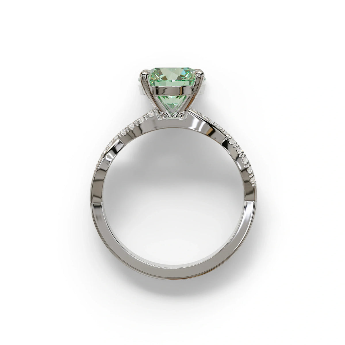 3 Carat Green Round Cut Lab Diamond Ring - Infinity Cross
