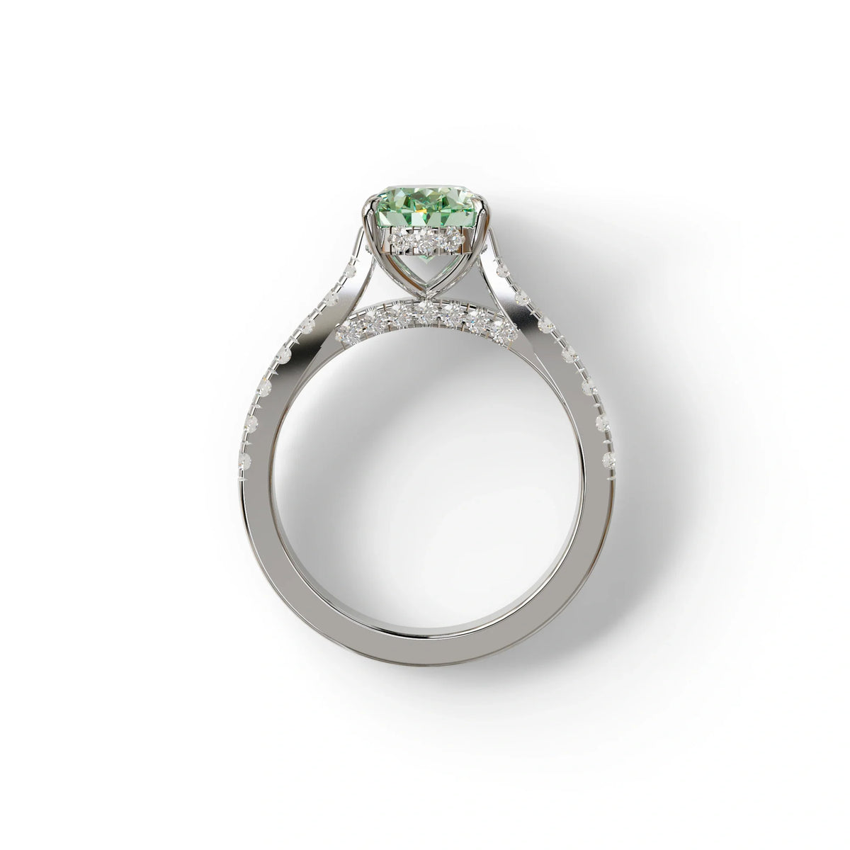 1.50 Carat Green Oval Cut Lab Diamond Engagement Ring - Scorpio