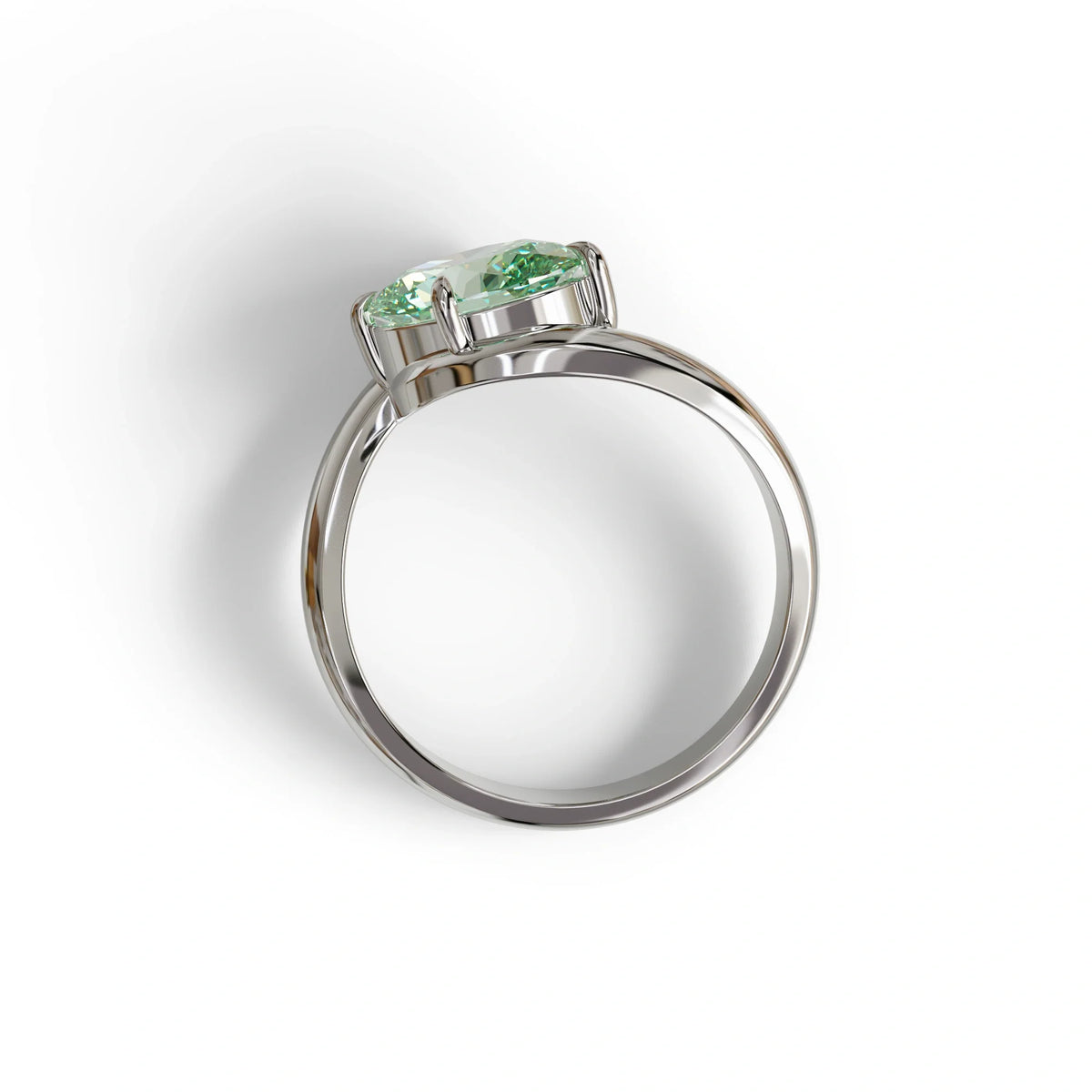 2 Carat Fancy Vivid Green Oval Cut Lab Diamond Ring - Estella