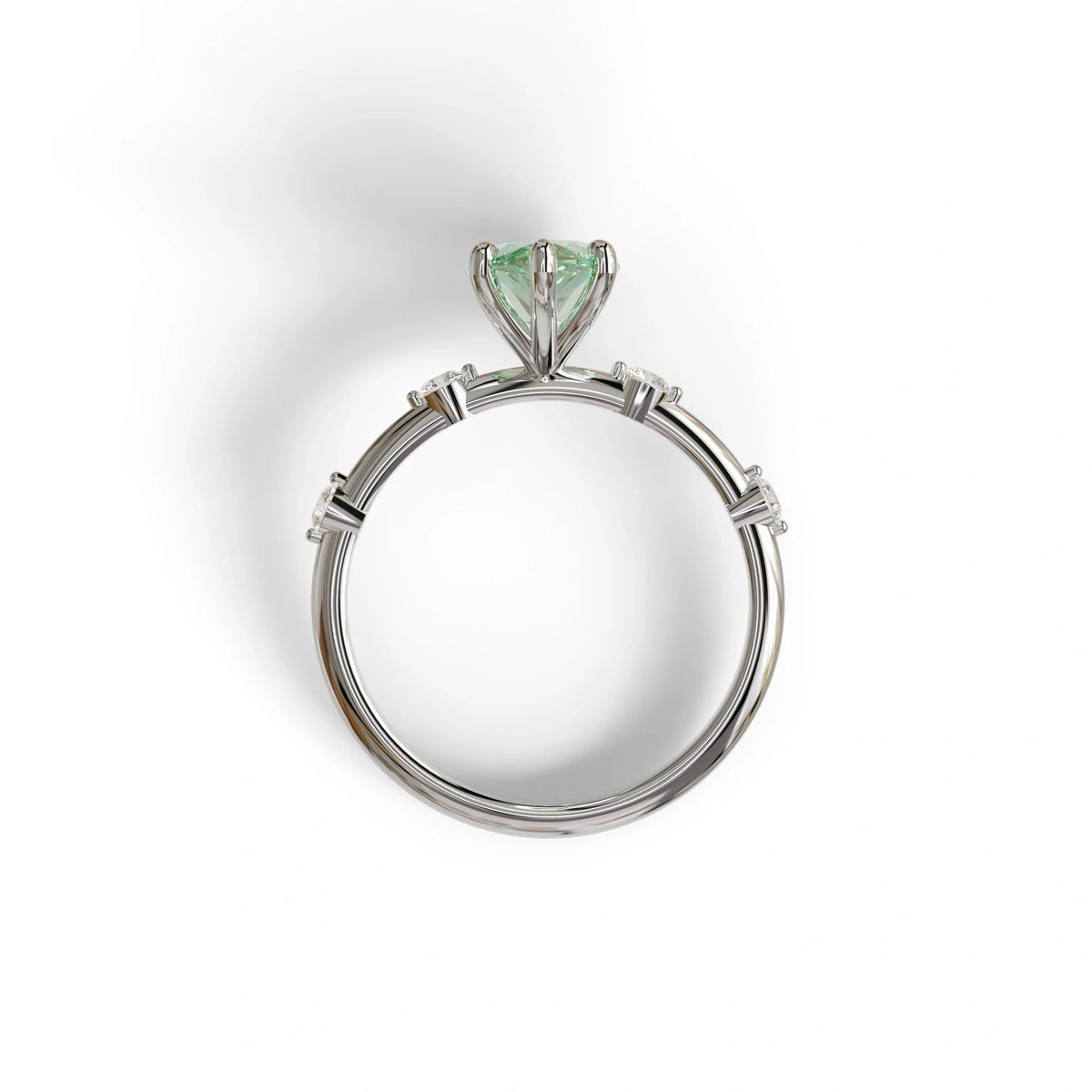 2.5 Ct Fancy Vivid Green Marquise Cut Lab Diamond In Space-Chanel Setting Ring - Nimi
