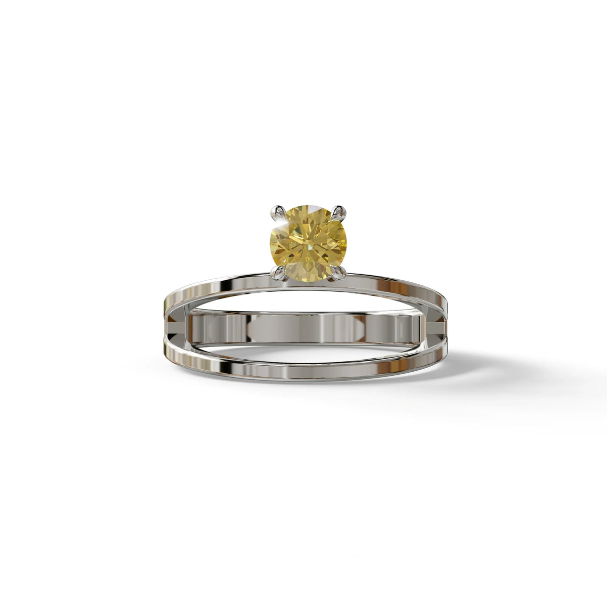 Yellow Round Brilliant Solitaire Engagement Ring with a split‑shank Band - Auric Grace - 1.5 Carat / 10K Solid Gold