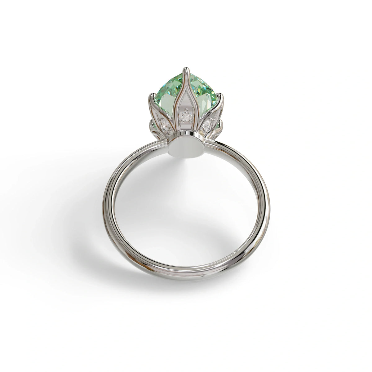 5 Carat Green Lab Grown Diamond Engagement Ring · Marquise Cut Hidden Halo | Etoile - view 9