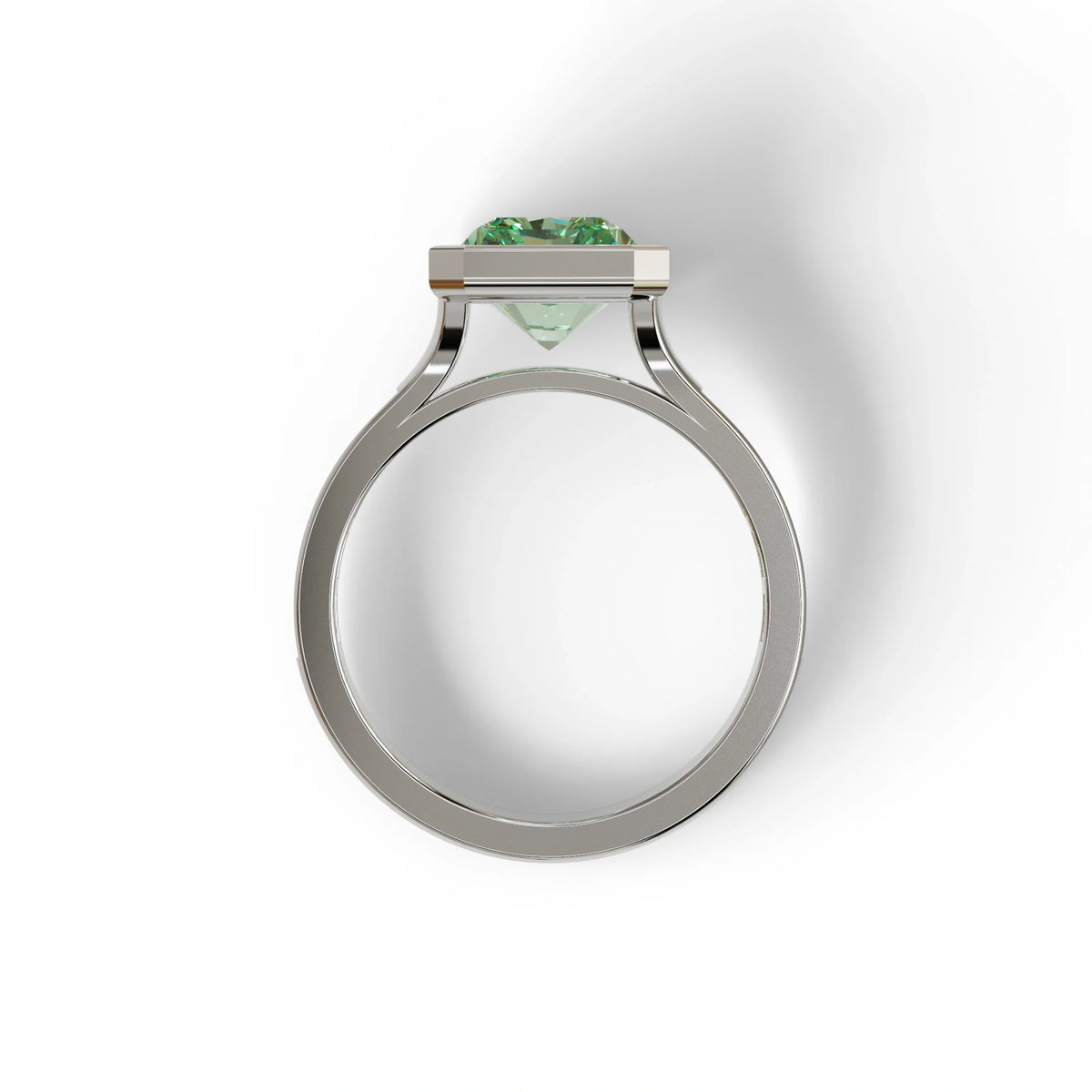 3 Ct Radiant Cut Green Color Lab Diamond Ring - Olympia