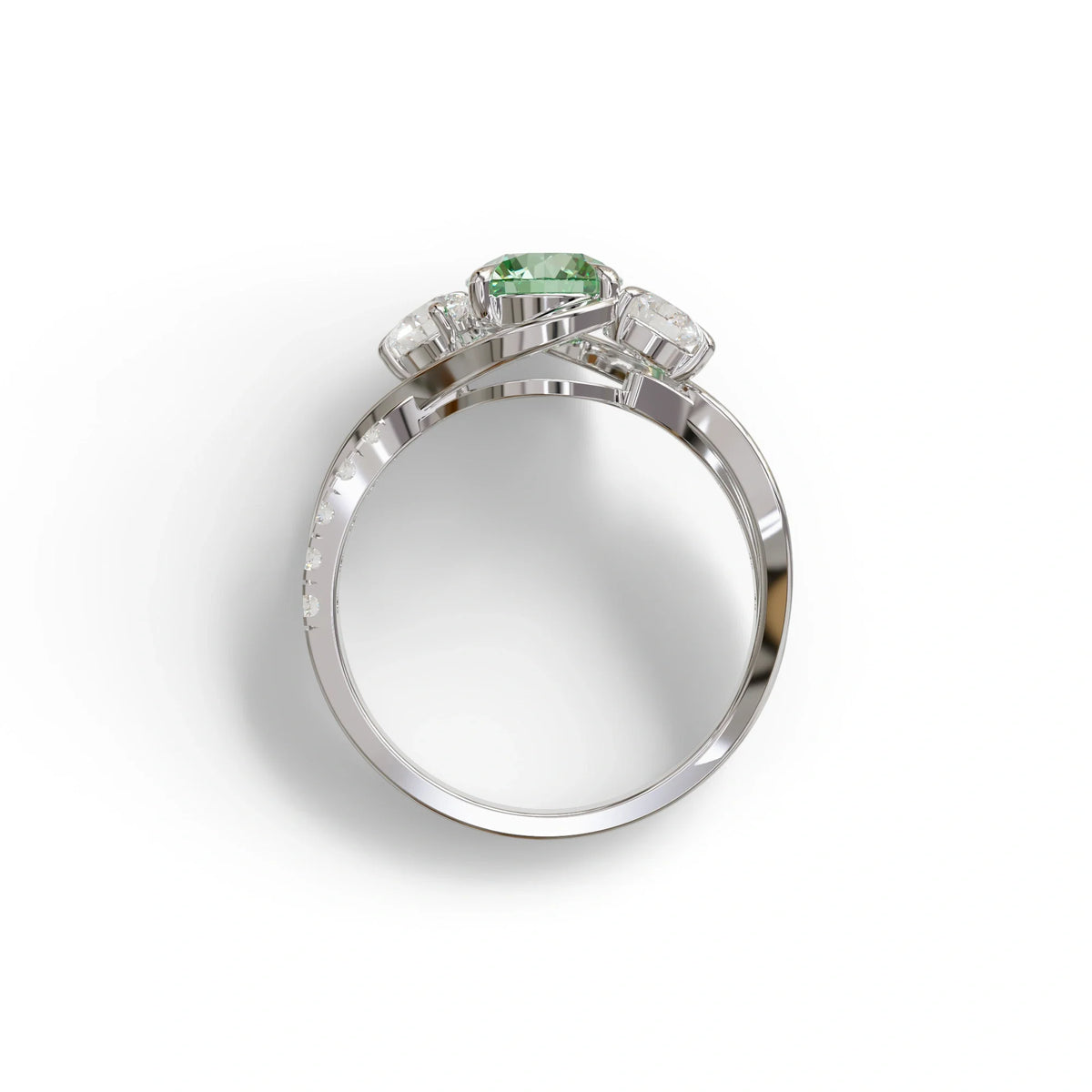 2 Carat Green Lab Grown Diamond Round Diamond Engagement Ring - Giverny