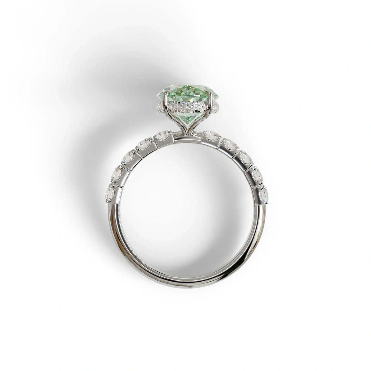 4 Carat Green Oval Cut Lab Diamond Engagement Ring | Hidden Halo - Christie’s