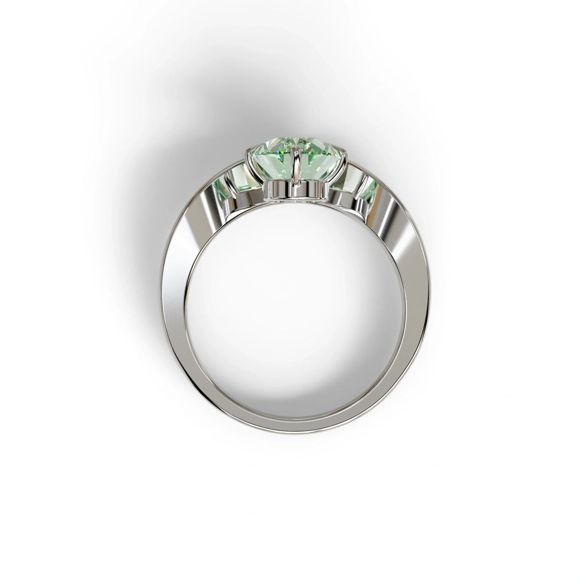 Nested 2 Carat Green Oval Cut Solitaire Lab Grown Diamond Engagement Ring - Aura
