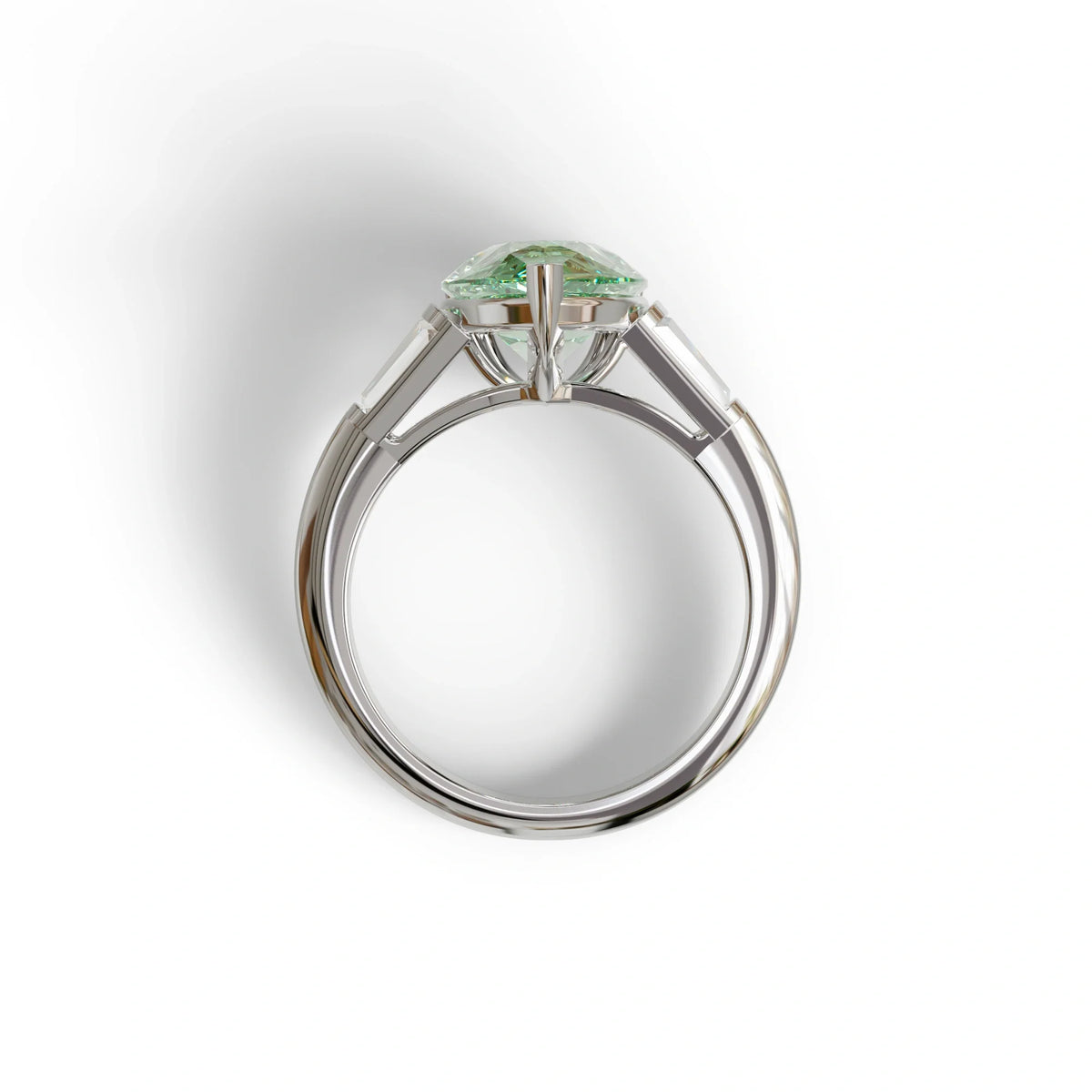 4 carat fancy Vivid Green Pear Cut Lab Grown Diamond Ring-Claire