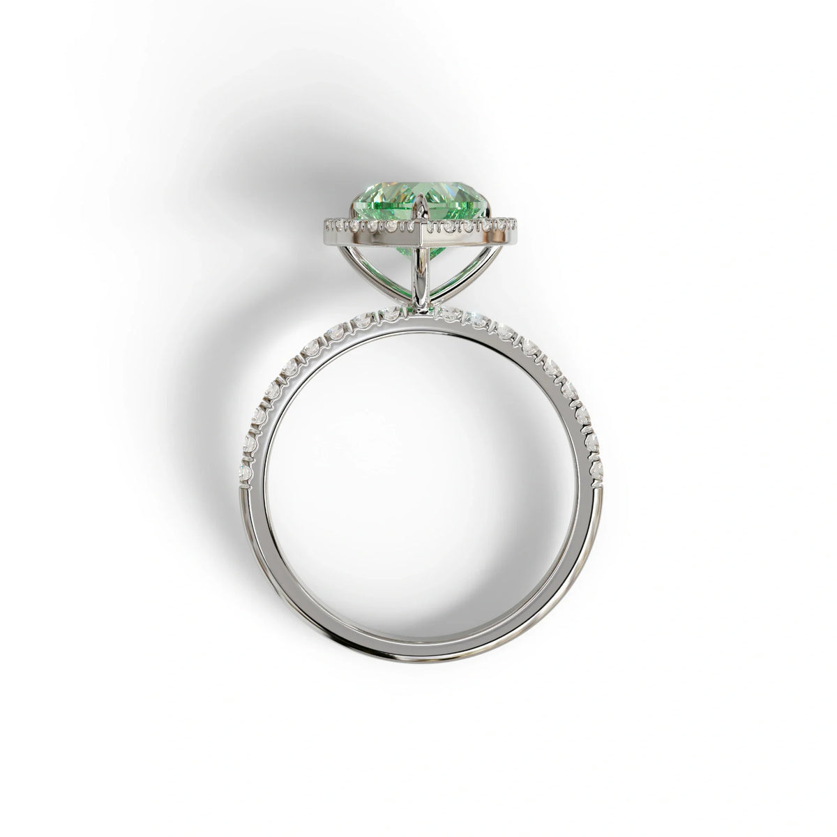 Green Heart Cut Halo & Pavé Lab Grown Diamond Engagement Ring - Gelia