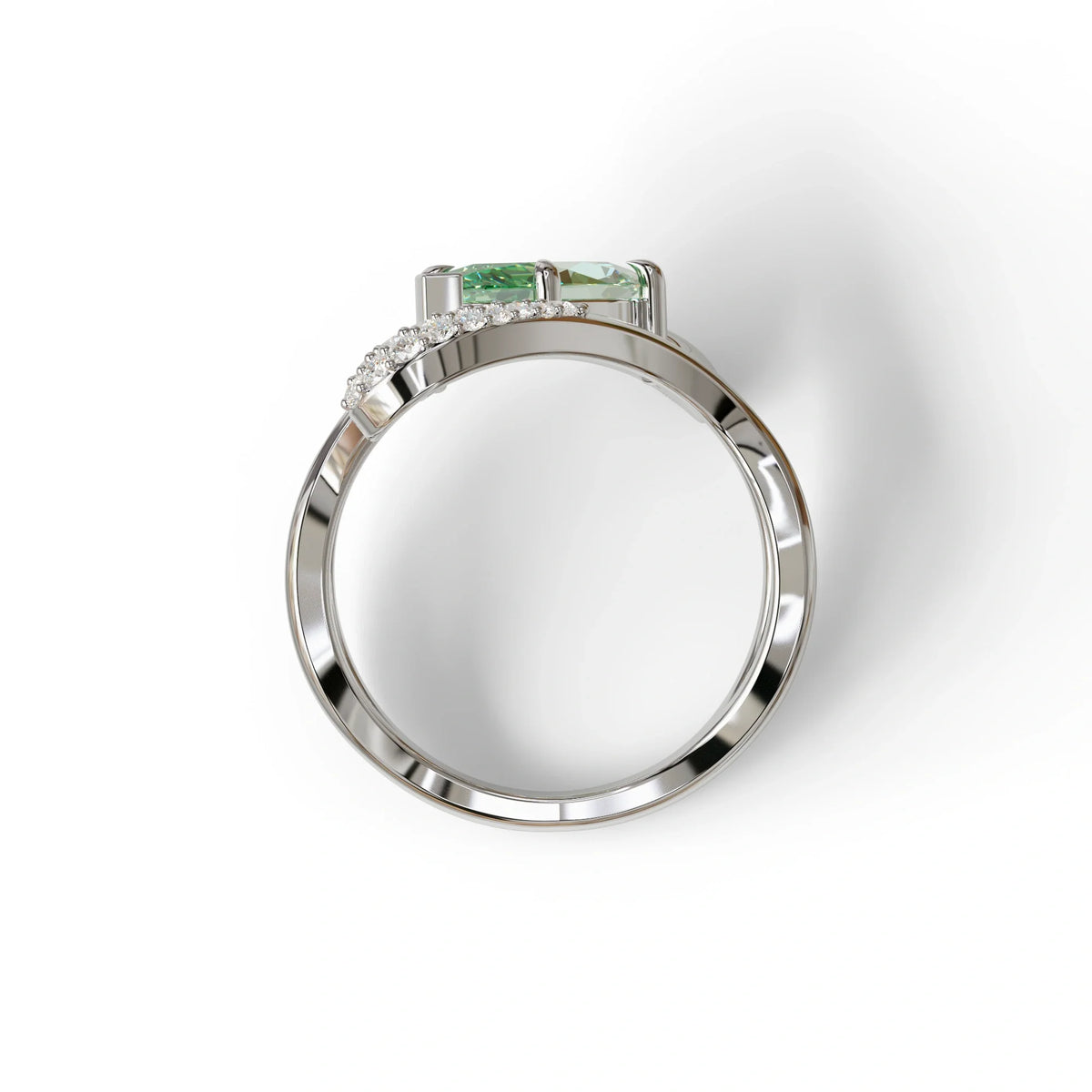 3 Carat Marquise Cut Green Lab Grown Diamond Curve Ring - Myka
