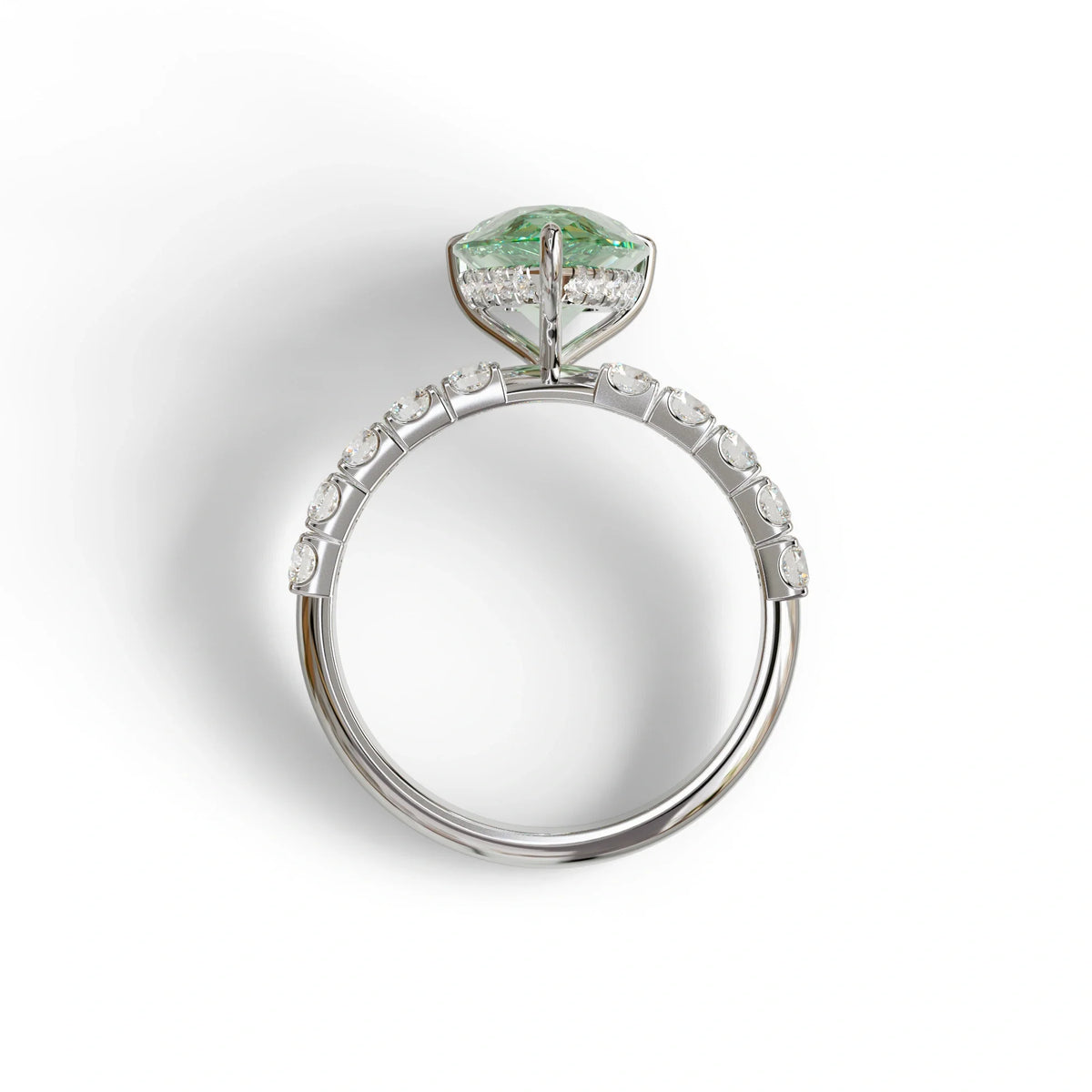 3 Carat Fancy Vivid Green Pear Cut Lab grown Diamond Engagement Ring - Feesia
