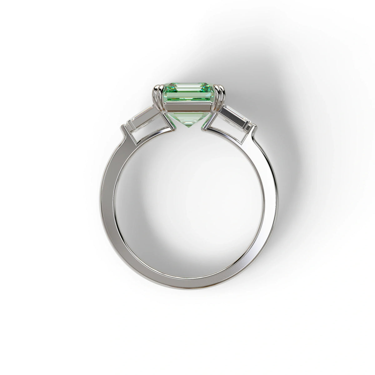 3 Ct Green Asscher Cut Lab Diamond Double Claw Prong Setting - Celestial