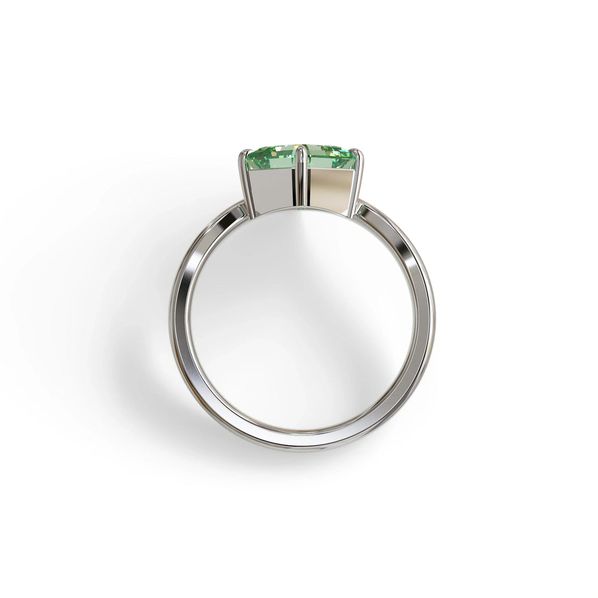 2 Ct Fancy Vivid Green Asscher Cut Lab Diamond Solitaire Engagement Ring - Louily