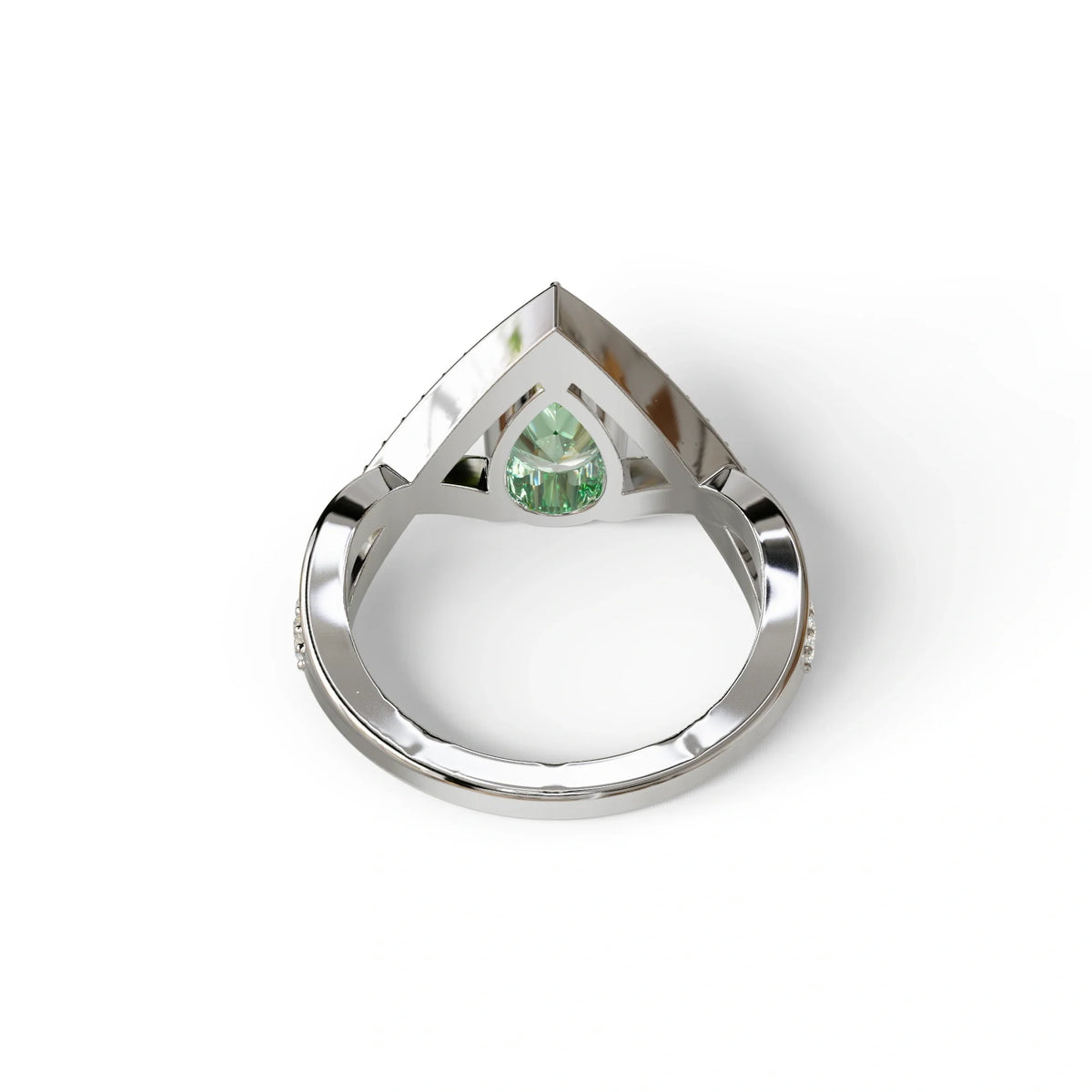 2 Carat Green Pear Cut Tear Drop Lab Diamond Ring - Glamly