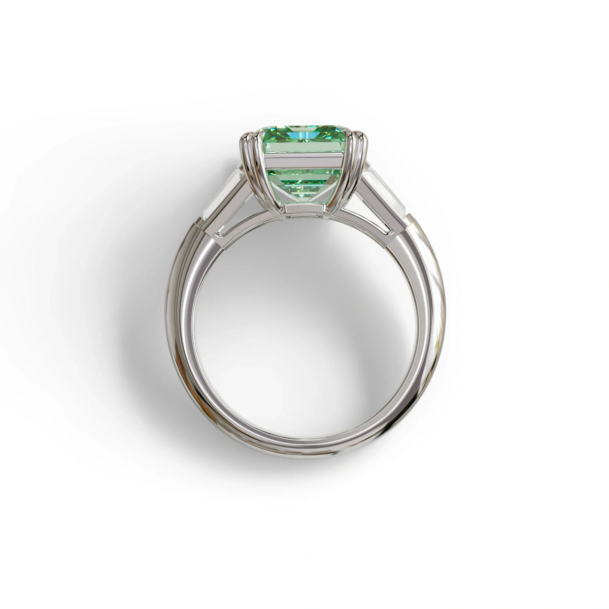 3 Carat Green Emerald & Baguette Cut Multi Stone Lab Diamond Ring - Lami
