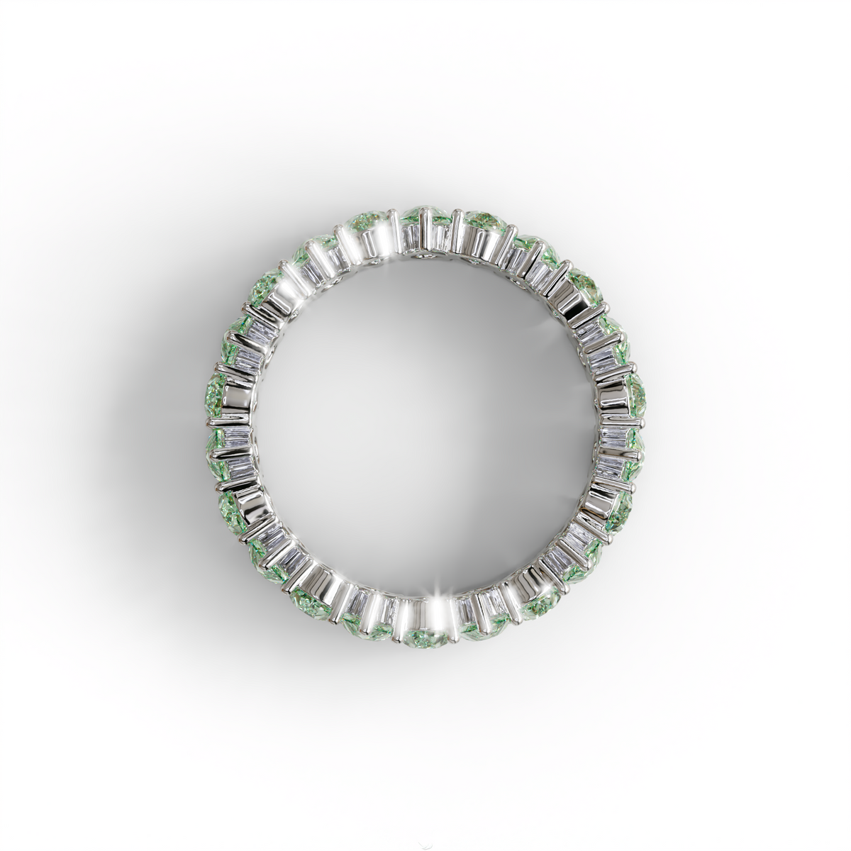 Green Pear Diamond Full Eternity Band - Stackable Ring