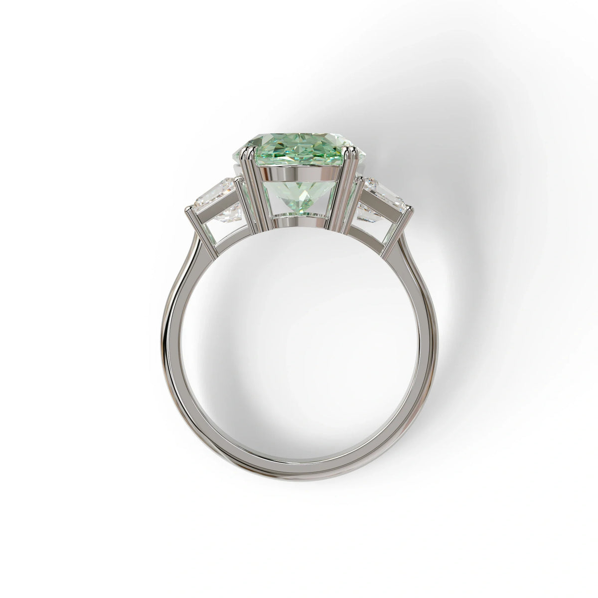 5 Carat Green Lab Grown Diamond Engagement Ring · Oval Cut Three Stone | Solstice - view 9