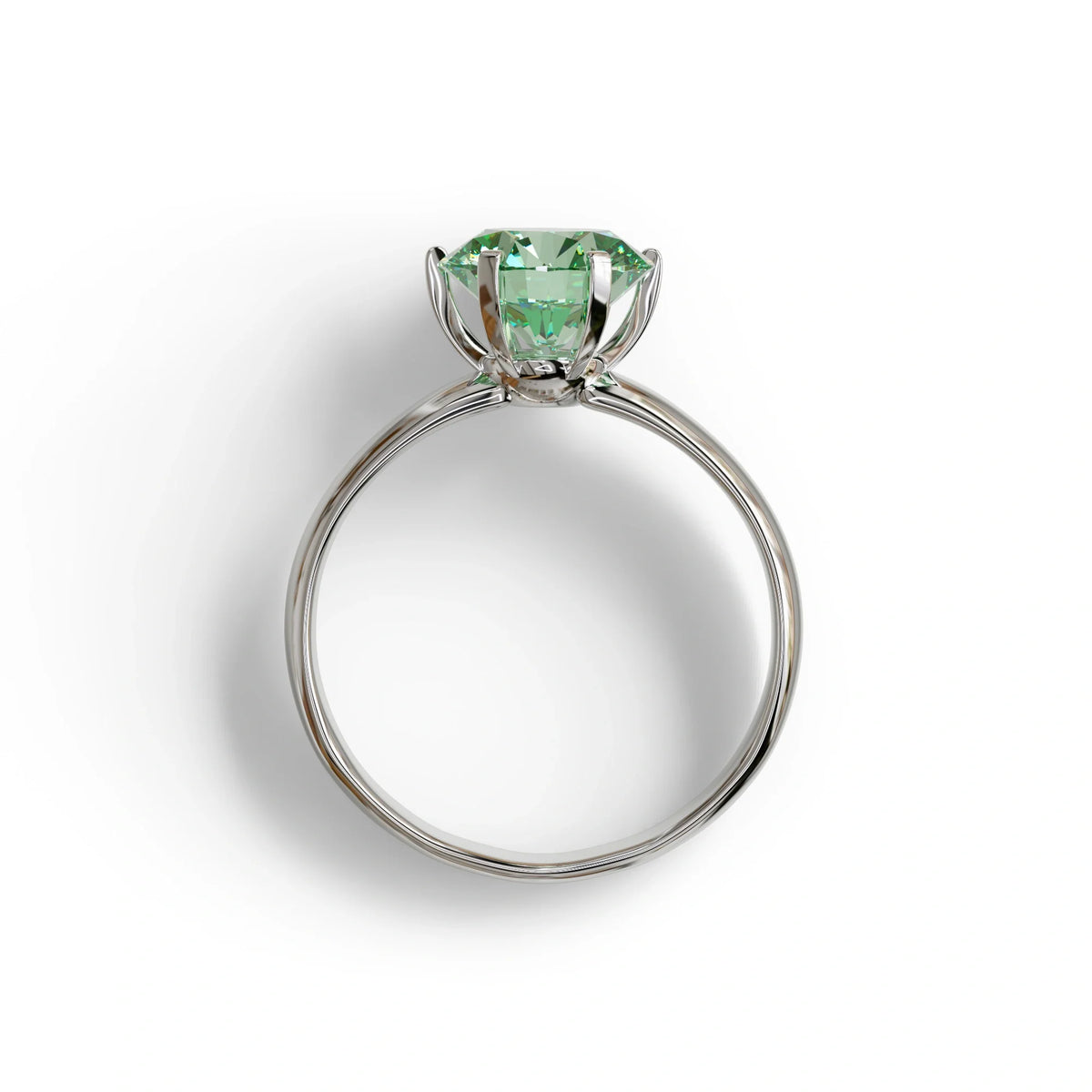 2 Carat Green Round Cut Solitaire Lab Diamond Ring - Fury