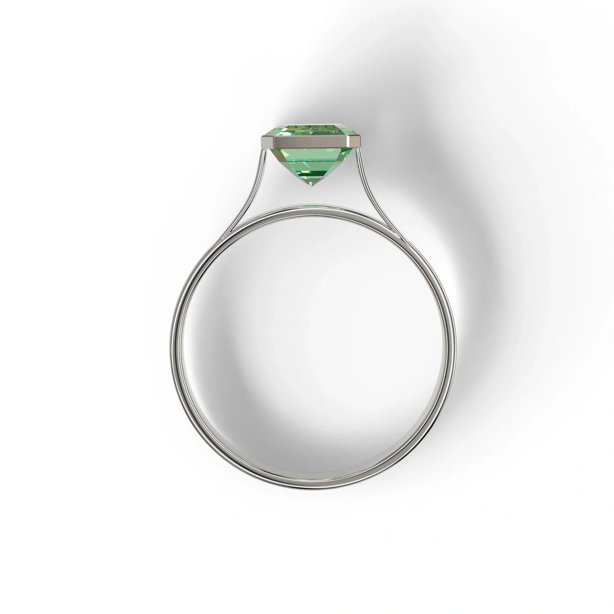 Fancy Vivid Green Emerald Cut 3 Carat lab grown Diamond Engagement Ring- Zelora