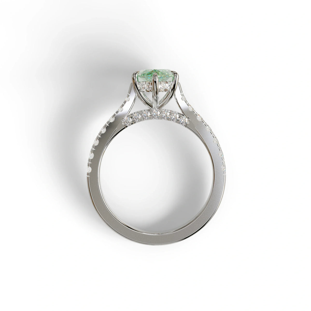 1.5 Carat Green Marquise Cut Lab Diamond Hidden Halo & Pave Ring - Ash