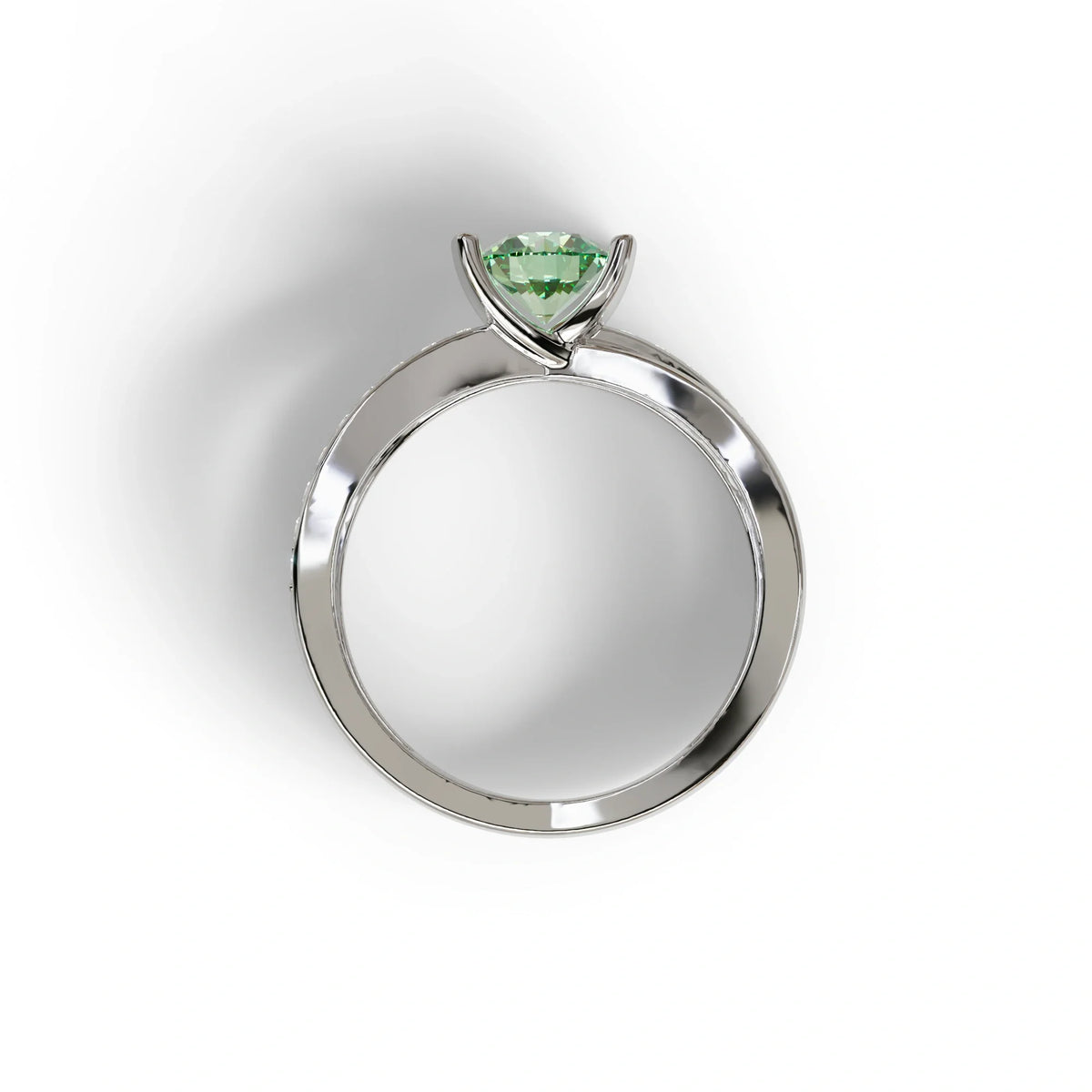 1 Carat Green Round Cut Lab Diamond Crossover Ring Pave Setting - Lisa