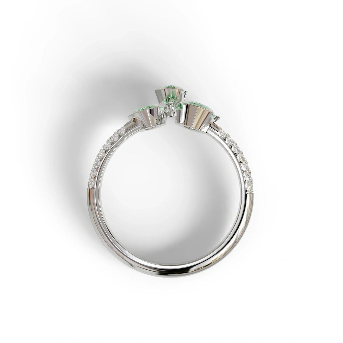 3 Stone 1.75 Ct Green Marquise Cut Pave Setting Lab Diamond Ring - Dutch