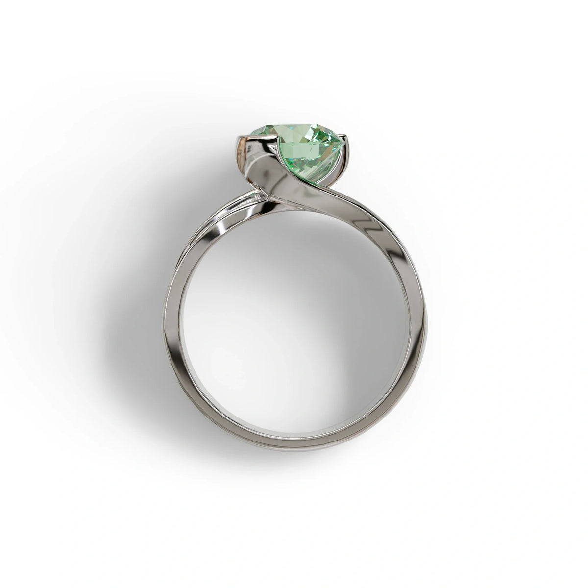 2 Carat Green Round Shaped Channel Set Lab Diamond Engagement Ring - Avonlea