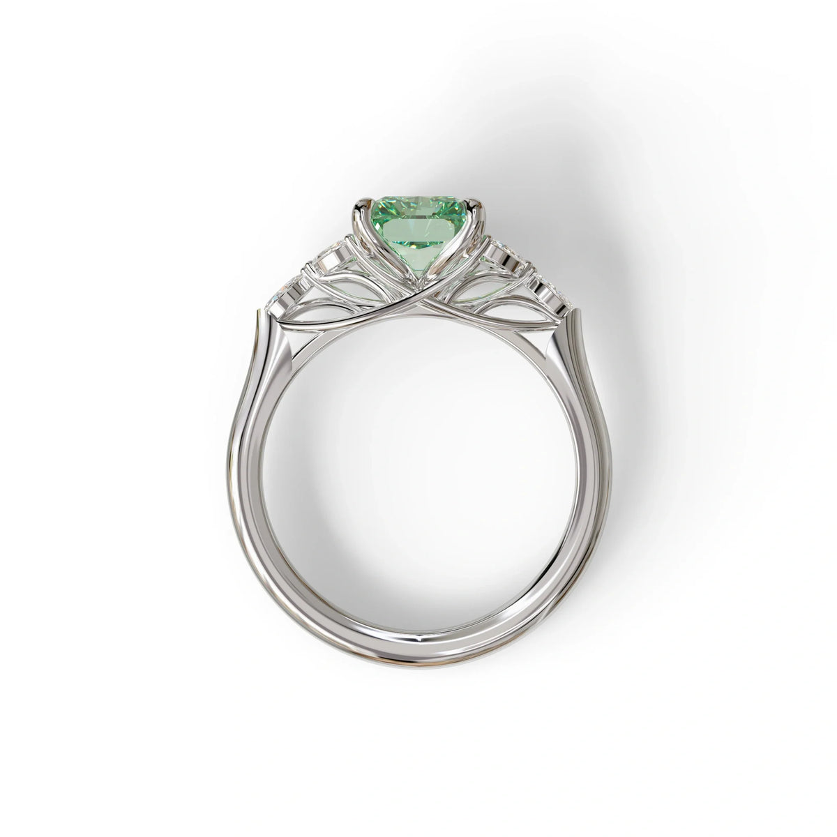 2.5 Carat Green Lab Grown Diamond Engagement Ring · Radiant Cut Nature-Inspired | Aurora - view 9