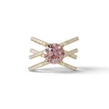 1.5 Carat Pink Round Cut Criss Cross Lab Diamond Ring - Elegant - 10K Solid Gold / Yellow Gold