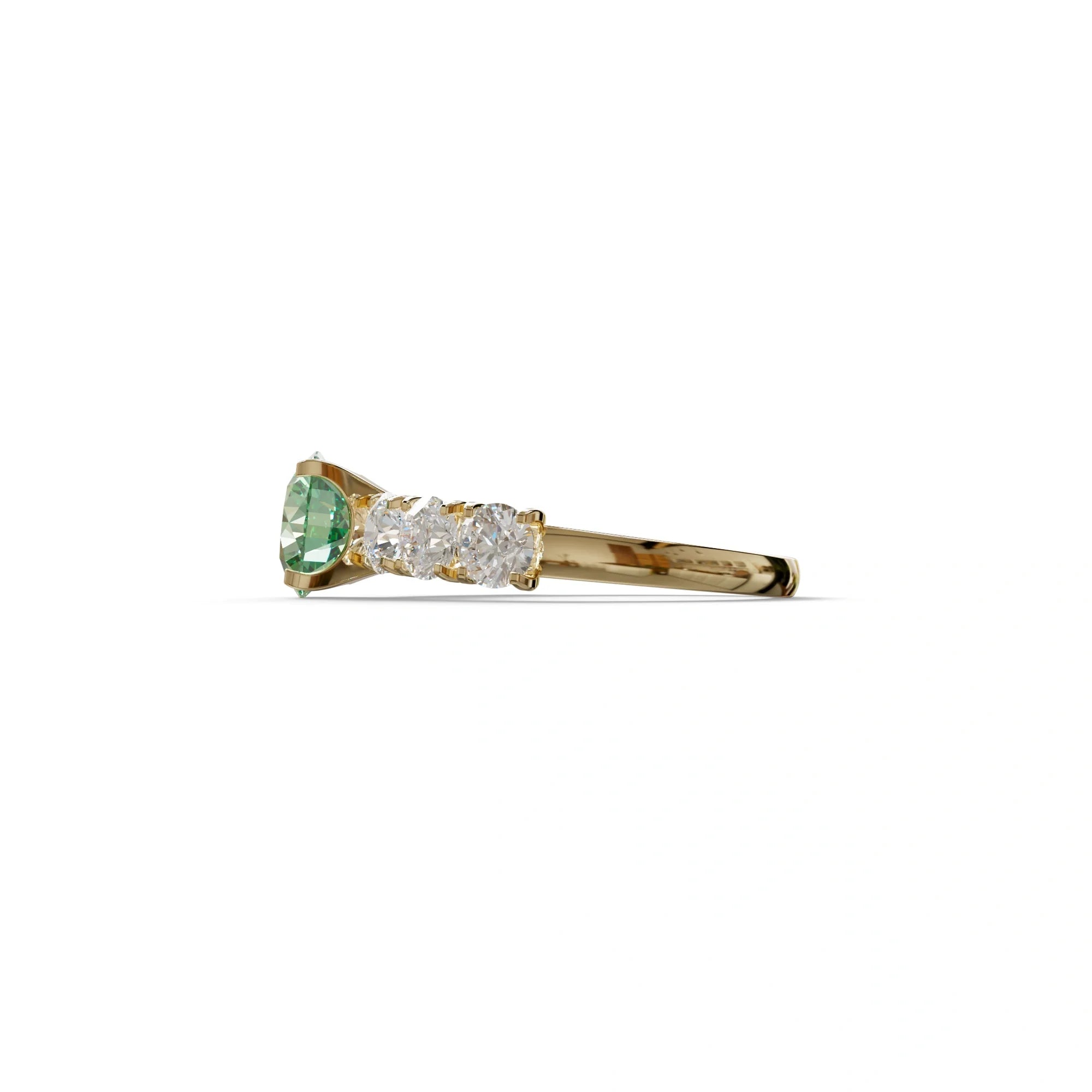 3 Carat Green Round Cut Half Eternity Lab Diamond Engagement Ring - Angeleno