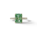 3 Carat Radiant Cut Green Color Lab Diamond Ring -Monica - 10K Solid Gold / Yellow Gold