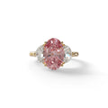3 Carat Pink Lab Grown Diamond Engagement Ring · Oval Cut Three Stone | Constellation - view 1