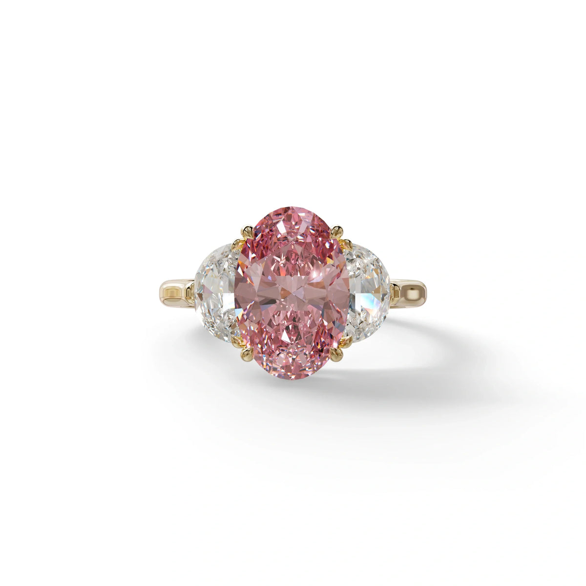 3 Carat Pink Lab Grown Diamond Engagement Ring · Oval Cut Three Stone | Constellation - view 1