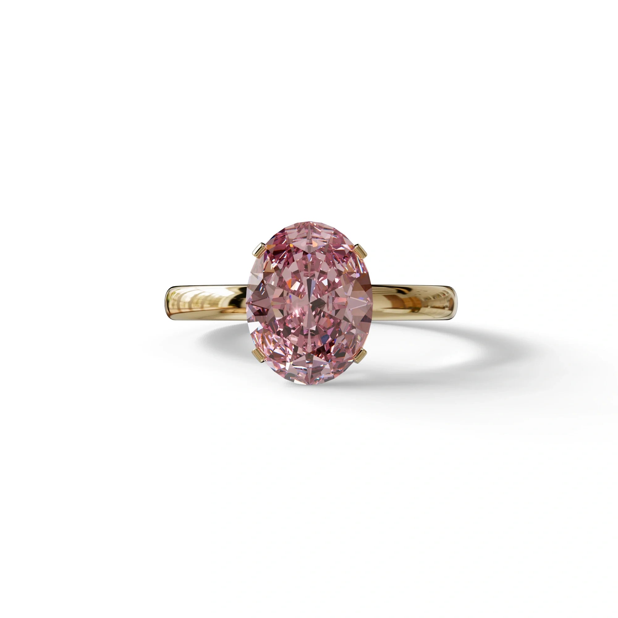 2ct Oval solitaire Diamond Ring Pink Lab Diamond Engagement Ring - Eira - 10K Solid Gold / Yellow Gold