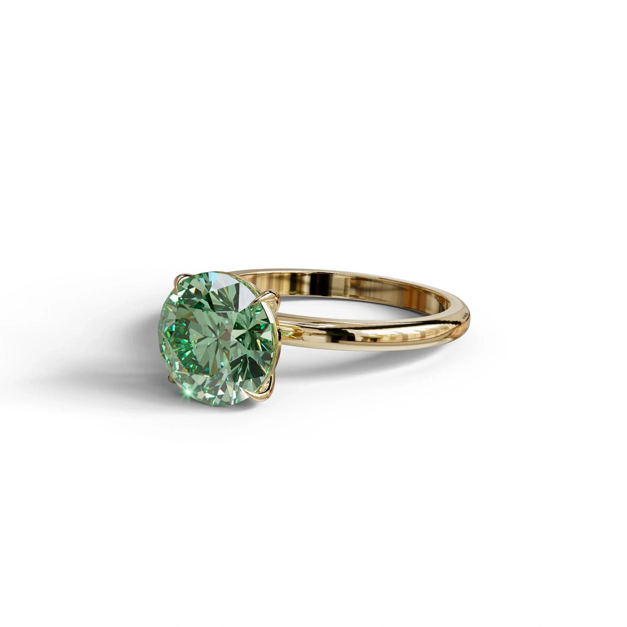 Green Round Cut Solitaire Lab Diamond Engagement Ring - Italia