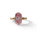 4 Ct Fancy Intense Pink Oval cut Lab Grown Diamond Solitaire Engagement Ring - Cadris - 10K Solid Gold / Yellow Gold