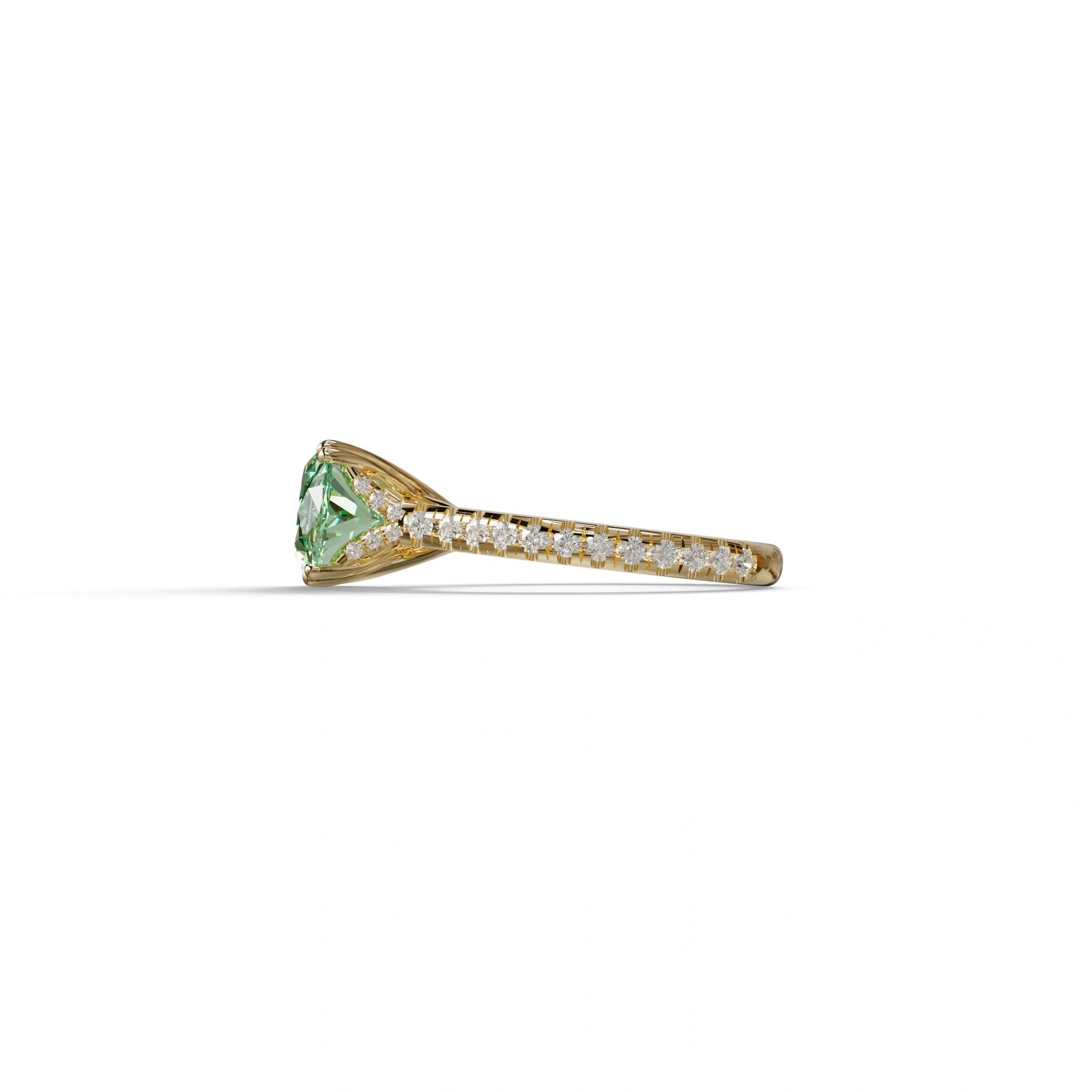 3 Carat Green Oval Lab Diamond Engagement Ring - Ellipse