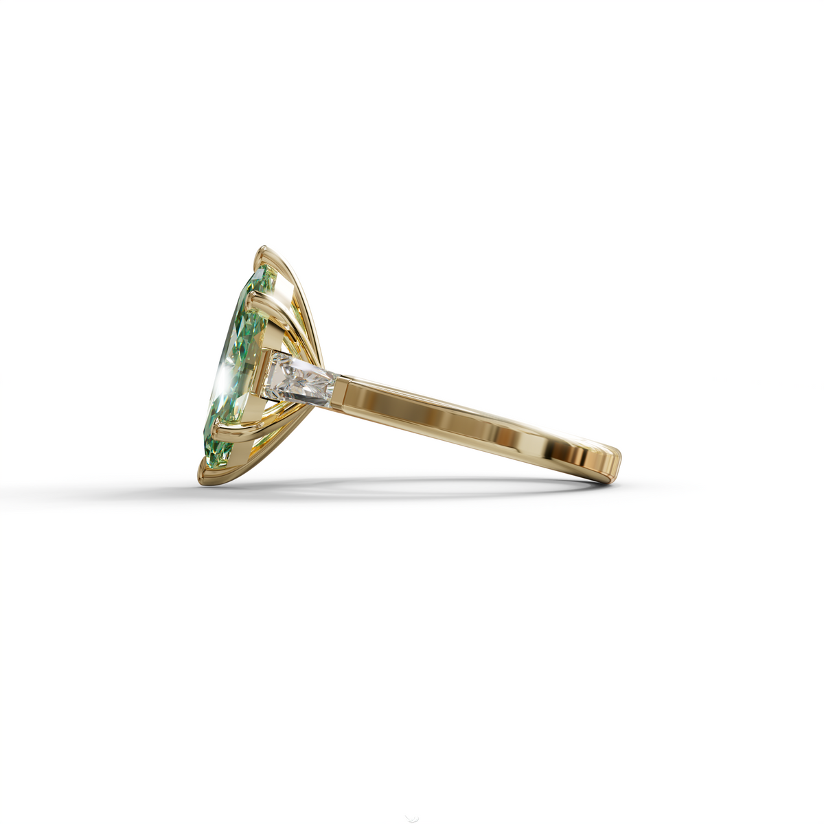 Green Marquise & Tapered Baguette Multi Stone Engagement Ring