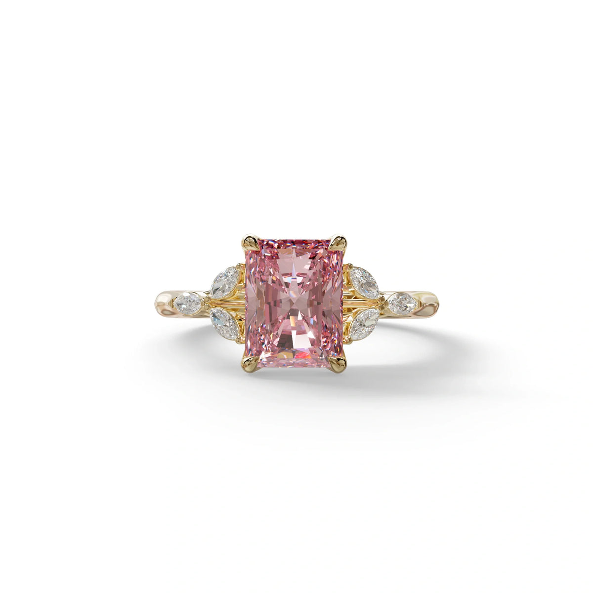 2.5 Carat Pink Lab Grown Diamond Engagement Ring · Radiant Cut Nature-Inspired | Aurora - view 1