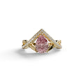 2 Carat Pink Pear Cut Tear Drop Lab Diamond Ring - Glamly - 10K Solid Gold / Yellow Gold