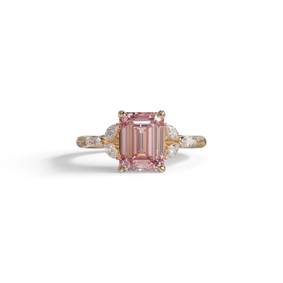 2.5 Carat Pink Lab Grown Diamond Engagement Ring · Emerald Cut Nature-Inspired | Verona - view 1