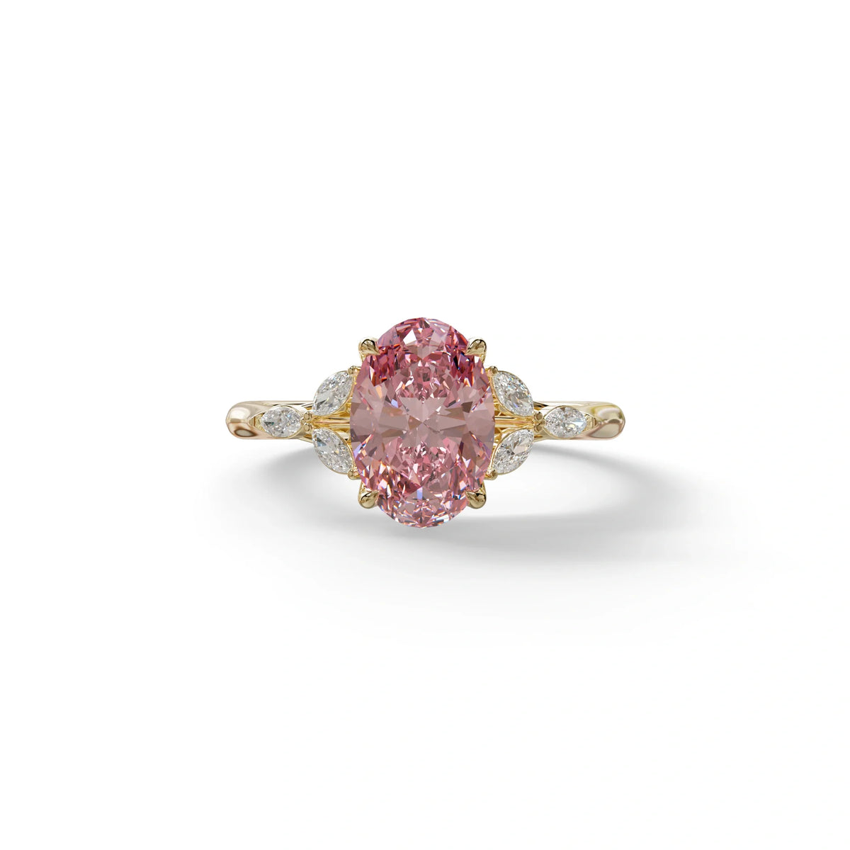 2.5 Carat Pink Lab Grown Diamond Engagement Ring · Oval Cut Nature-Inspired | Halcyon - view 1