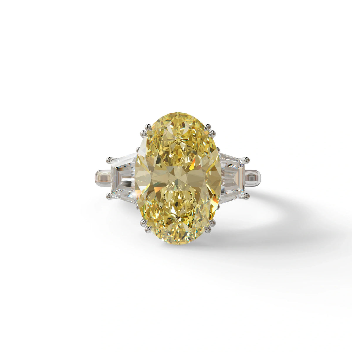 5 Carat Yellow Lab Grown Diamond Engagement Ring · Oval Cut Three Stone | Solstice - view 1