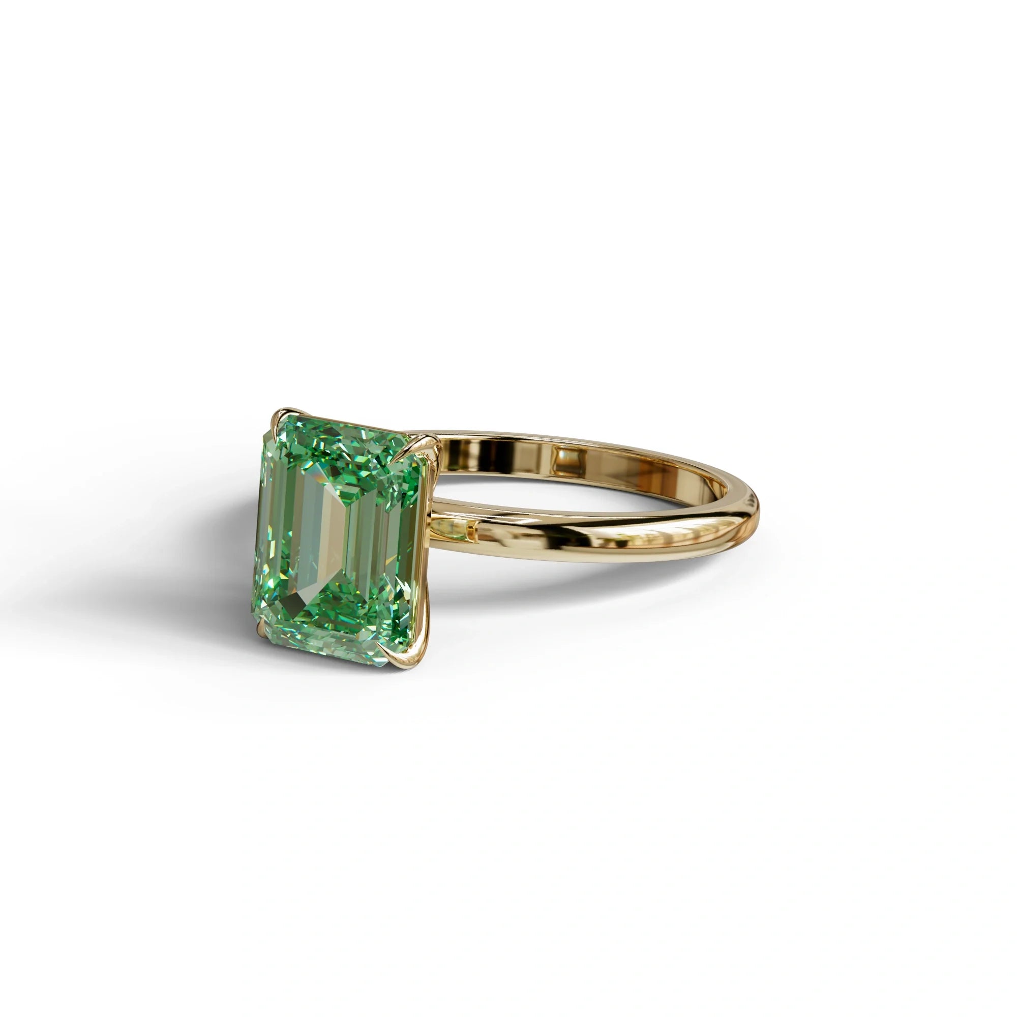 Green Emerald Cut Solitaire Lab Grown Diamond Engagement Ring - Vanessa