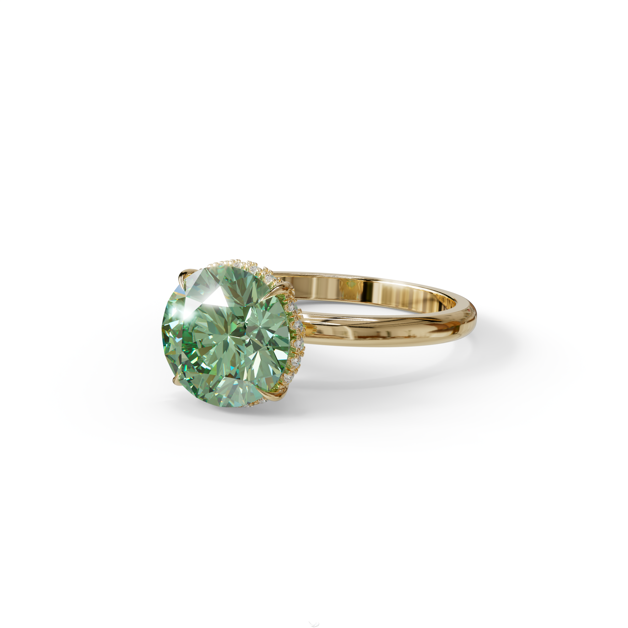 3 Carat Round Green Hidden Halo Lab Diamond Ring - Luxe Cercle