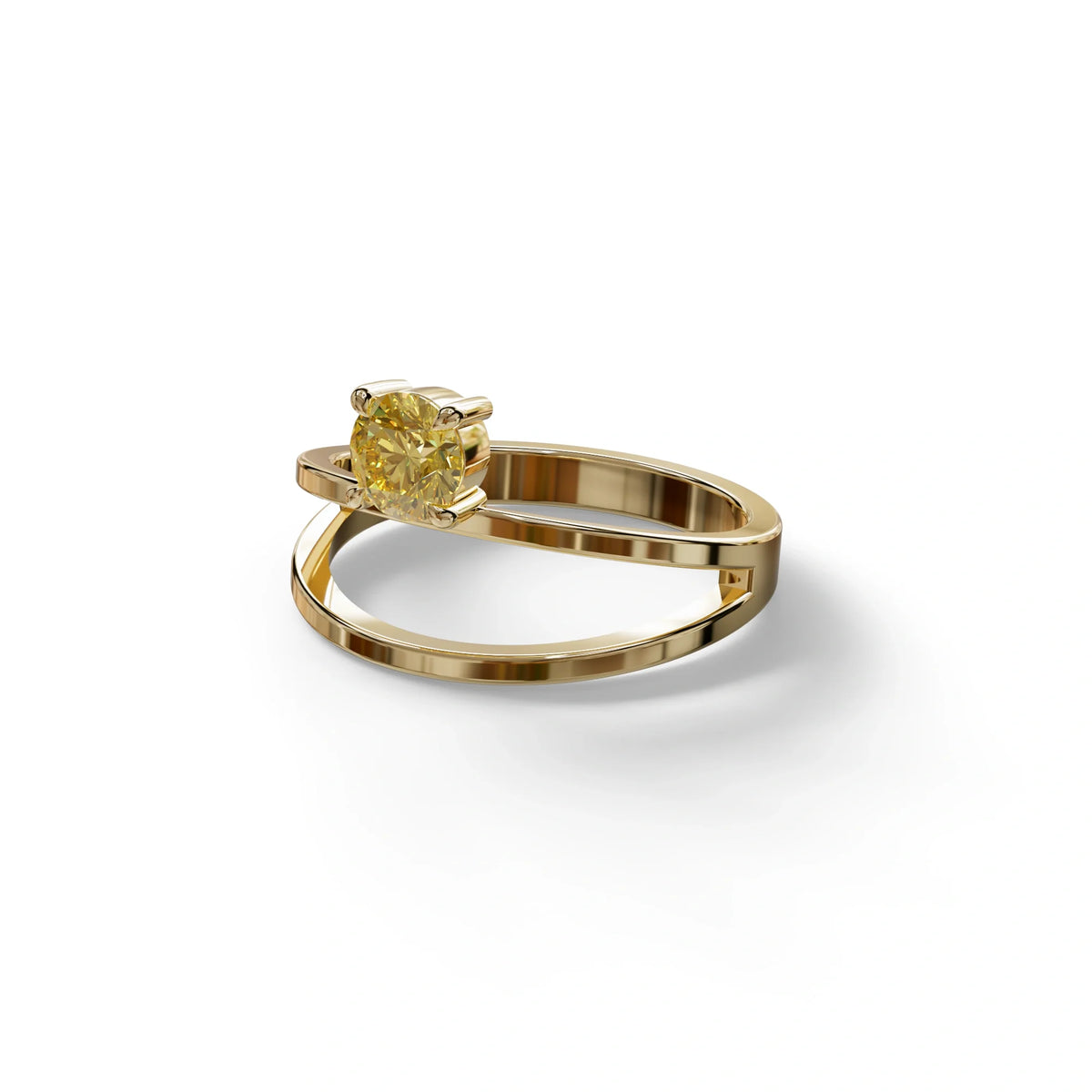 Yellow Round Brilliant Solitaire Engagement Ring with a split‑shank Band - Auric Grace