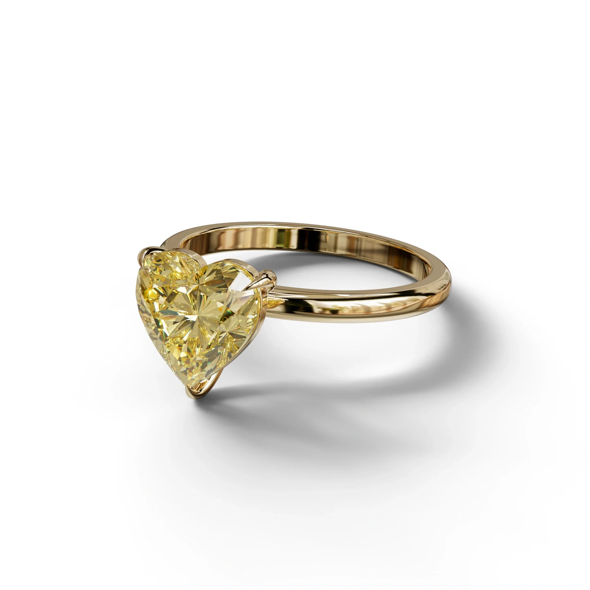 Fancy Yellow Heart Cut Solitaire Lab Grown Diamond Engagement Ring - Mellow